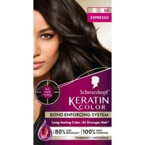 Schwarzkopf Keratin Color Permanent Hair Color Cream, 3.0 Espresso